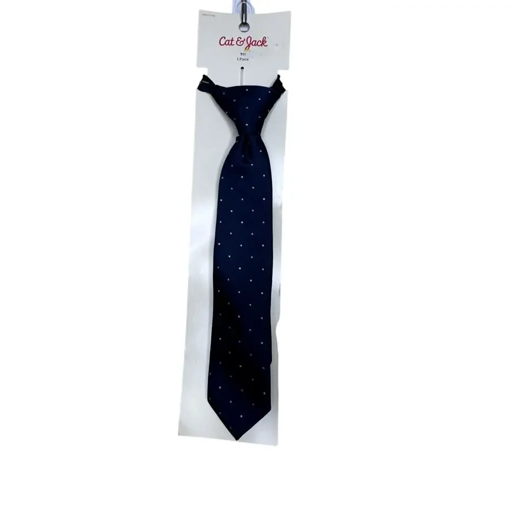 Cat & Jack Boys Blue Polka Dot Zip‎ Necktie S/M Woven NEW w Tags